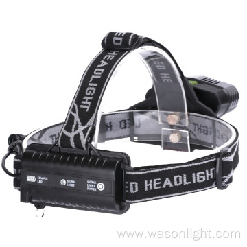 Factory Wholesale High Quality 5LED Most Powerful Adjustable Strong Light Rechargeable Led Headlamp Torch With Tail Safety Light